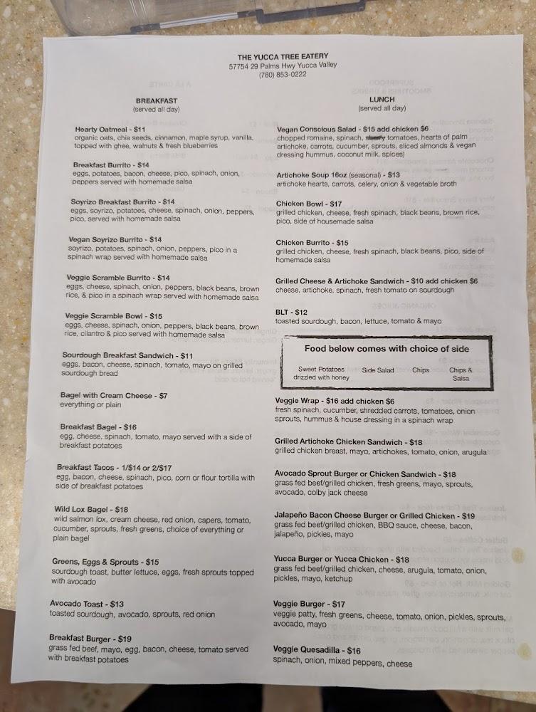 The Yucca Tree Eatery Menu image 4